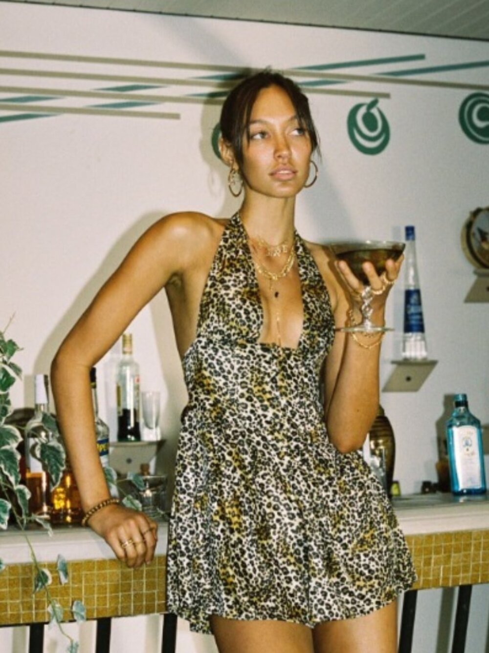 Vanessa Mooney Neon Cheetah Print Venus Romper XS Animal Print Satin Plunge